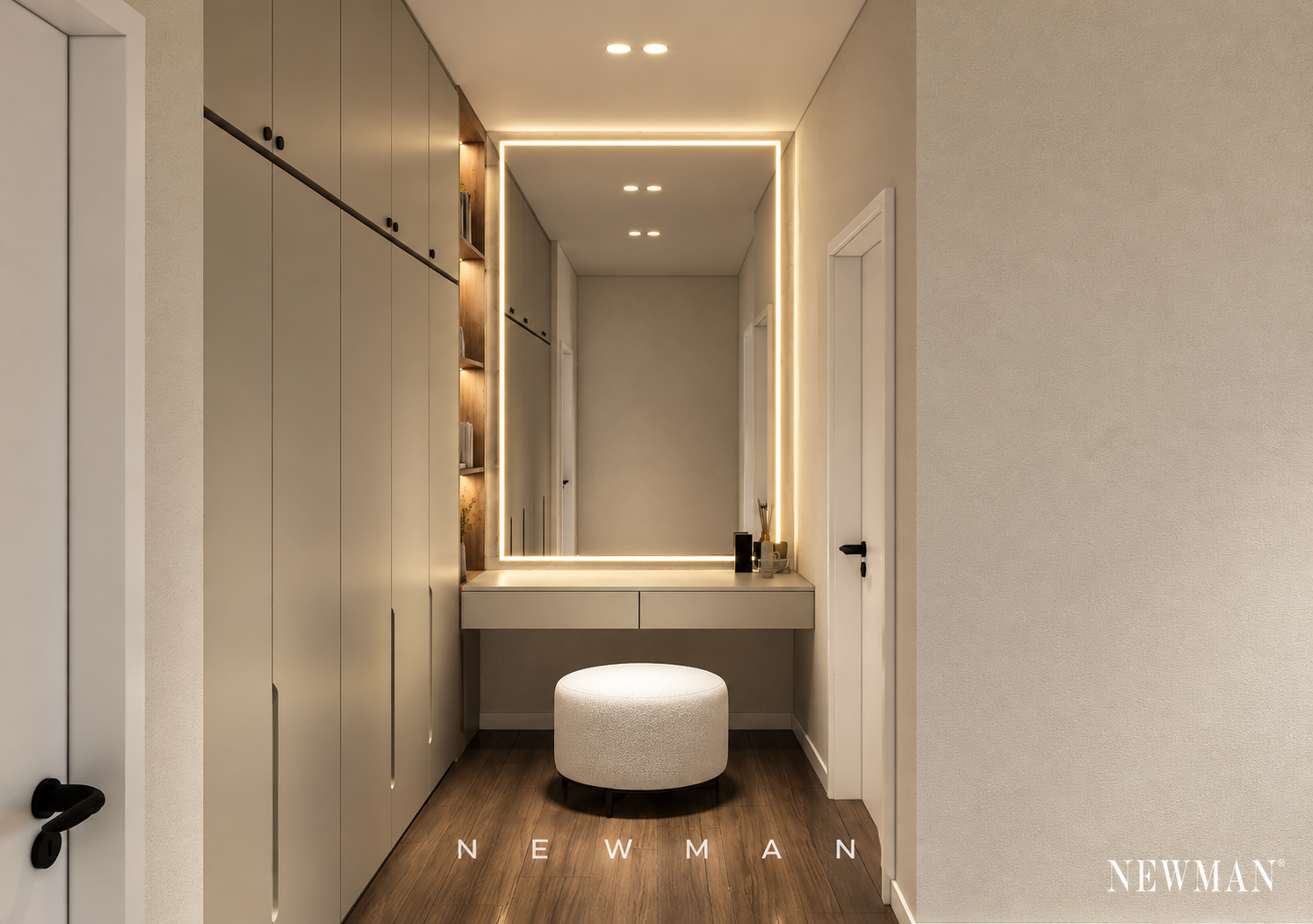 Minimalist Warm Vanity Hallway