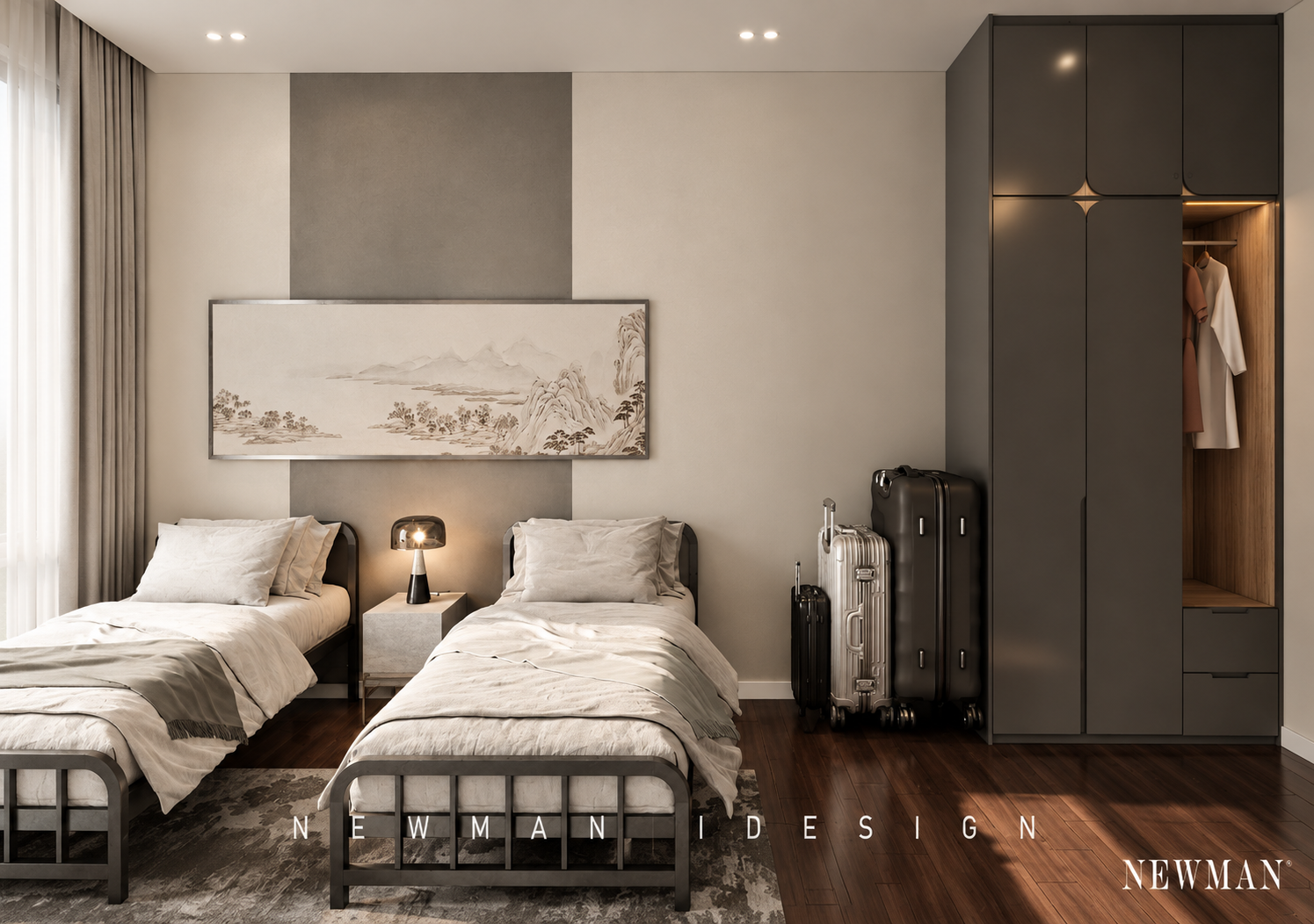 Serene Twin-Bedroom Interior
