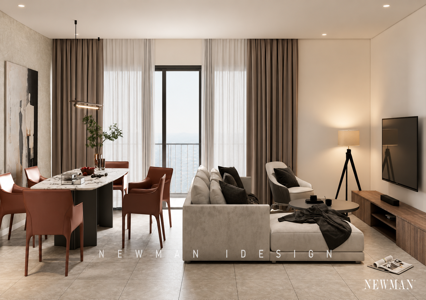 Warm Minimalist Open-Plan Living Space (1)